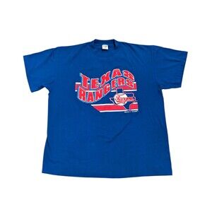 Vintage 1990 Official MLB Texas Rangers Single Stitch T-Shirt Blue XL USA Made